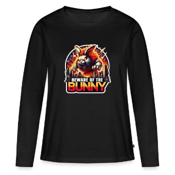 Méfiez-vous de la catastrophe du lapin - T-shirt manches longues Premium bio Femme - noir - Devant - Julia (174cm)