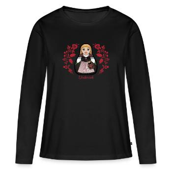 UndervikStinta avec des fleurs - T-shirt manches longues Premium bio Femme - noir - Devant - Julia (174cm)