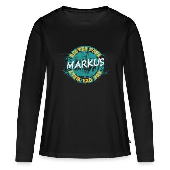 Fête des pères Markus - T-shirt manches longues Premium bio Femme - noir - Devant - Julia (174cm)