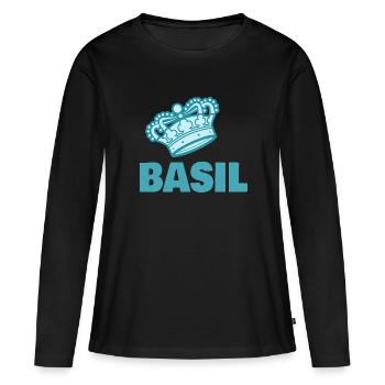 Vorname Basil - Frauen Premium Bio Langarmshirt - Schwarz - Vorne - Julia (174cm)