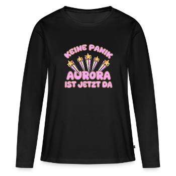 Nom de la femme Aurora - T-shirt manches longues Premium bio Femme - noir - Devant - Julia (174cm)