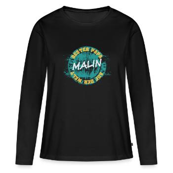 Fête des Pères Malin - T-shirt manches longues Premium bio Femme - noir - Devant - Julia (174cm)