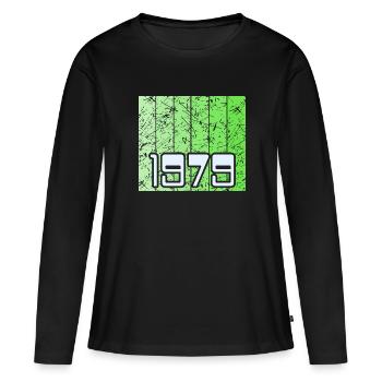 Vert 1979 - T-shirt manches longues Premium bio Femme - noir - Devant - Julia (174cm)