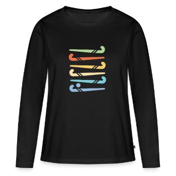 bâton de hockey - T-shirt manches longues Premium bio Femme - noir - Devant - Julia (174cm)