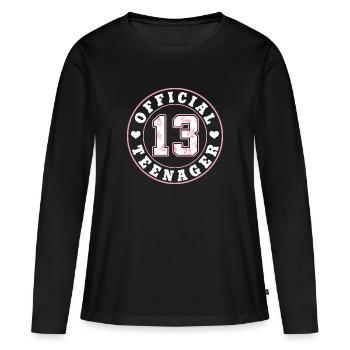 13th birthday - Official teenager - Women's Premium Organic Long Sleeve Shirt - black - Front - Julia (174cm)