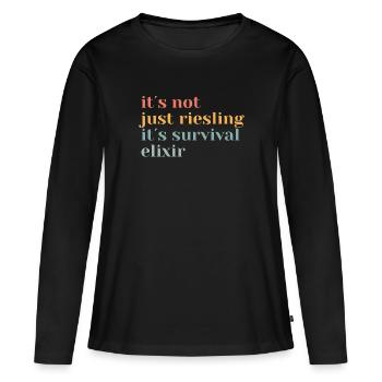Schorle Riesling Pfalz Weinfest Wine Lover Motiv - Frauen Premium Bio Langarmshirt - Schwarz - Vorne - Julia (174cm)