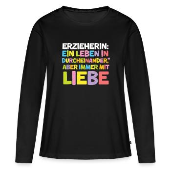Erzieherin Durcheinander Lustig Kita Abschied - Frauen Premium Bio Langarmshirt - Schwarz - Vorne - Julia (174cm)