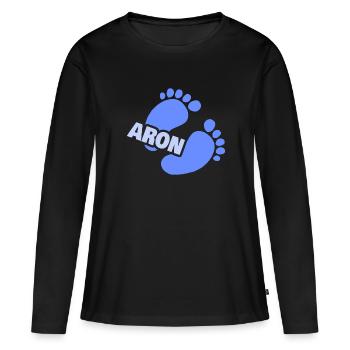Geburt Aron - Frauen Premium Bio Langarmshirt - Schwarz - Vorne - Julia (174cm)