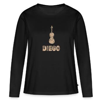 Diego: alto - T-shirt manches longues Premium bio Femme - noir - Devant - Julia (174cm)
