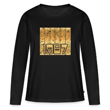 1987 - Frauen Premium Bio Langarmshirt - Schwarz - Vorne - Julia (174cm)