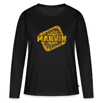 Marvin - Frauen Premium Bio Langarmshirt - Schwarz - Vorne - Julia (174cm)