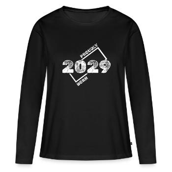Idée cadeau 2029 - T-shirt manches longues Premium bio Femme - noir - Devant - Julia (174cm)