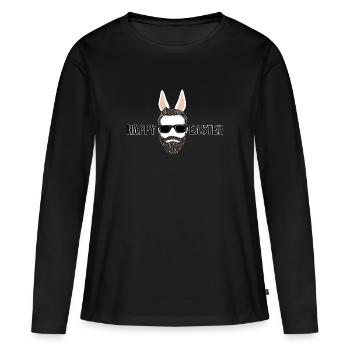 Happy Easter - Frohe Ostern - Bartträger - Frauen Premium Bio Langarmshirt - Schwarz - Vorne - Julia (174cm)