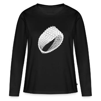 Surface plane géométrique vintage Möbius loop - T-shirt manches longues Premium bio Femme - noir - Devant - Julia (174cm)