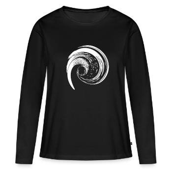 Formation de tourbillon de vague torsadée - T-shirt manches longues Premium bio Femme - noir - Devant - Julia (174cm)
