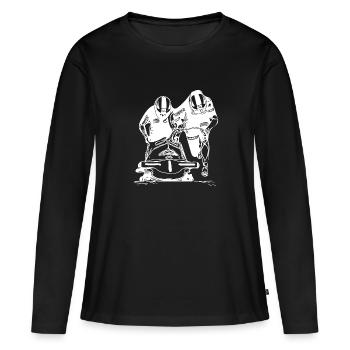 Winter sports enthusiasts and bobsleigh riders two-man bobsleigh in the ice channel - Women's Premium Organic Long Sleeve Shirt - black - Front - Julia (174cm)