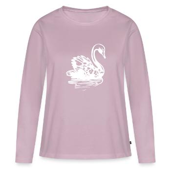 Élégant cygne vintage sur l’eau - T-shirt manches longues Premium bio Femme - rose poudré - Devant - Julia (174cm)