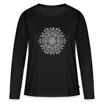 Mandala Flower Lines Abstract Shape Pattern - T-shirt manches longues Premium bio Femme - noir - Devant - Julia (174cm)