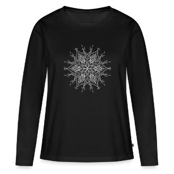 Mandala Flower Lines Shape Pattern - T-shirt manches longues Premium bio Femme - noir - Devant - Julia (174cm)