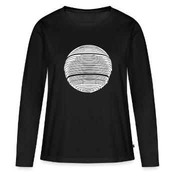 Geometrische Planeten Kugel mit Streifen - Frauen Premium Bio Langarmshirt - Schwarz - Vorne - Julia (174cm)