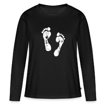 Empreintes de pas dans le sable - T-shirt manches longues Premium bio Femme - noir - Devant - Julia (174cm)