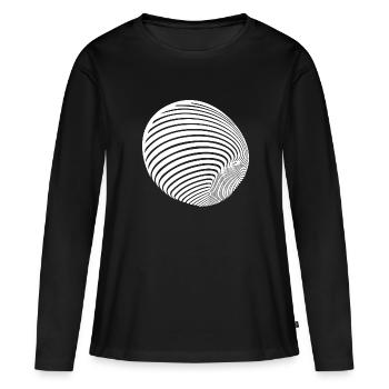 Geometrische Kugel Rolle mit Streifen - Frauen Premium Bio Langarmshirt - Schwarz - Vorne - Julia (174cm)