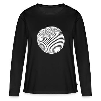 Geometrischer Kugel Körper mit Streifen - Frauen Premium Bio Langarmshirt - Schwarz - Vorne - Julia (174cm)