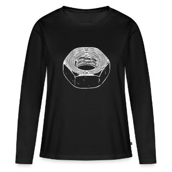 Écrou à vis avec surface vintage - T-shirt manches longues Premium bio Femme - noir - Devant - Julia (174cm)