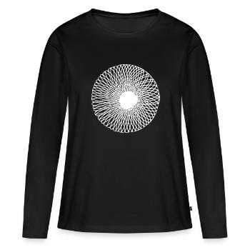Illusion de ligne circulaire optique optique géométrique 3D - T-shirt manches longues Premium bio Femme - noir - Devant - Julia (174cm)