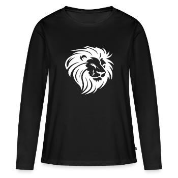 Tête de lion avec crinière - T-shirt manches longues Premium bio Femme - noir - Devant - Julia (174cm)