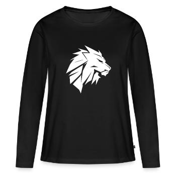 Tête de lion élégante avec crinière - T-shirt manches longues Premium bio Femme - noir - Devant - Julia (174cm)