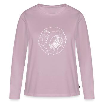 Écrou à vis avec surface rayée - T-shirt manches longues Premium bio Femme - rose poudré - Devant - Julia (174cm)