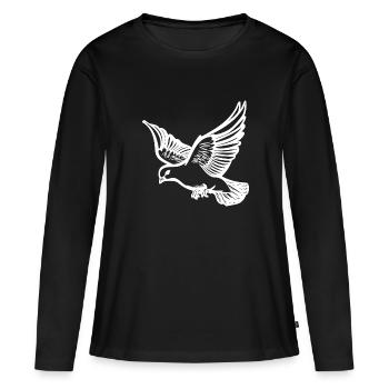 Pigeon volant sur de grandes ailes larges - T-shirt manches longues Premium bio Femme - noir - Devant - Julia (174cm)