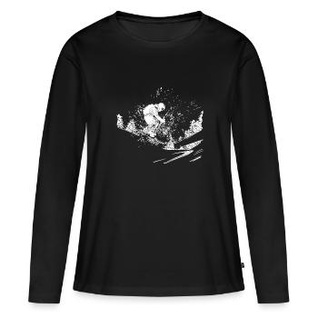 Skieur Hors route Extérieur Poudreuse Neige Style - T-shirt manches longues Premium bio Femme - noir - Devant - Julia (174cm)