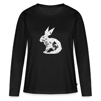 Géométrie Lapin Lignes Géométrie Lapin - T-shirt manches longues Premium bio Femme - noir - Devant - Julia (174cm)