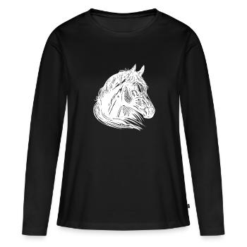 Juments Chevaux Portrait avec une crinière d’une beauté fantastique - T-shirt manches longues Premium bio Femme - noir - Devant - Julia (174cm)