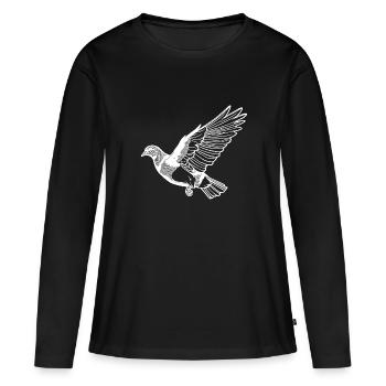 Joli pigeon volant sur de larges ailes - T-shirt manches longues Premium bio Femme - noir - Devant - Julia (174cm)