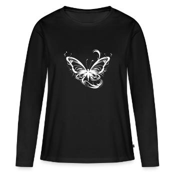 Pretty Tattoo Lines Style Butterfly - T-shirt manches longues Premium bio Femme - noir - Devant - Julia (174cm)