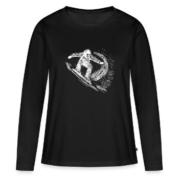 Deep Snow Snowboard Ride Jump Style Move - Women's Premium Organic Long Sleeve Shirt - black - Front - Julia (174cm)