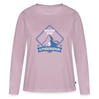 Alpenüberquerung Oberstdorf Meran E5 Fernwanderweg - Frauen Premium Bio Langarmshirt - Altrosa - Vorne - Julia (174cm)
