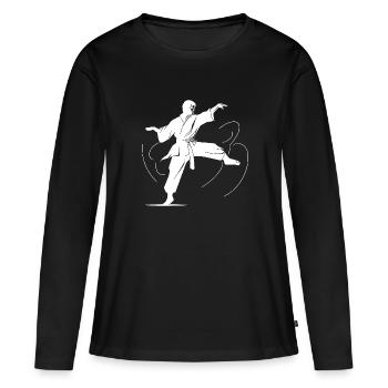 Compétition d’arts martiaux de karaté - T-shirt manches longues Premium bio Femme - noir - Devant - Julia (174cm)