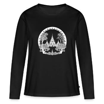 Thailand Tempel Anlage Traum Urlaub Land - Frauen Premium Bio Langarmshirt - Schwarz - Vorne - Julia (174cm)