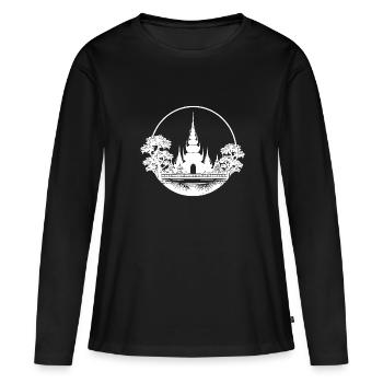 Thailand Exotischer Traum Tempel - Frauen Premium Bio Langarmshirt - Schwarz - Vorne - Julia (174cm)