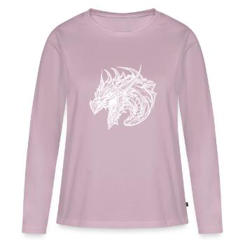 Dragon sifflant en robe à écailles de tatouage - T-shirt manches longues Premium bio Femme - rose poudré - Devant - Julia (174cm)