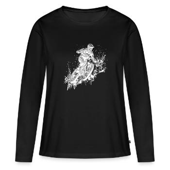 Mud Splash Splash Mountain Biker avec vélo - T-shirt manches longues Premium bio Femme - noir - Devant - Julia (174cm)