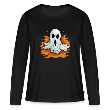 Unheimlicher Geist mit gruseligem Gesicht - Frauen Premium Bio Langarmshirt - Schwarz - Vorne - Julia (174cm)