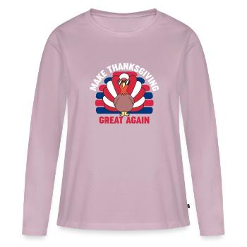 Make Thanksgiving Great Again Famille républicaine - T-shirt manches longues Premium bio Femme - rose poudré - Devant - Julia (174cm)