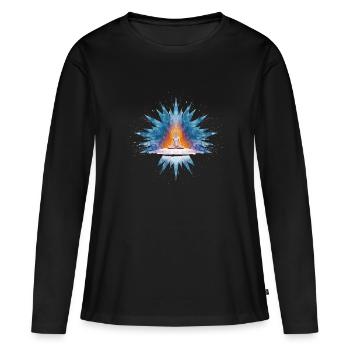 Yoga, Spiritualité, Liberté et Relaxation - T-shirt manches longues Premium bio Femme - noir - Devant - Julia (174cm)