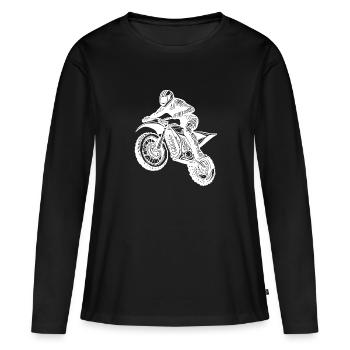 Machine de saut de route de terre de course de moto tout-terrain - T-shirt manches longues Premium bio Femme - noir - Devant - Julia (174cm)