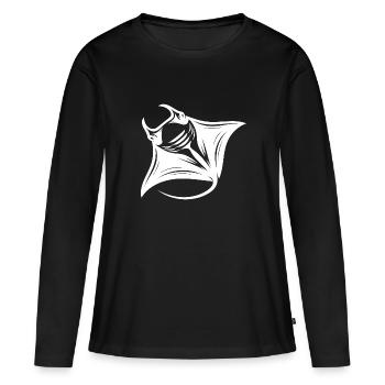 Eleganter riesiger Mantarochen im Flug - Frauen Premium Bio Langarmshirt - Schwarz - Vorne - Julia (174cm)
